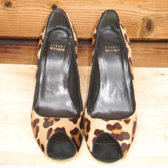 Stuart Weitzman Womens 8.5 Brown Leopard Print Wedges - Picture 2 of 8